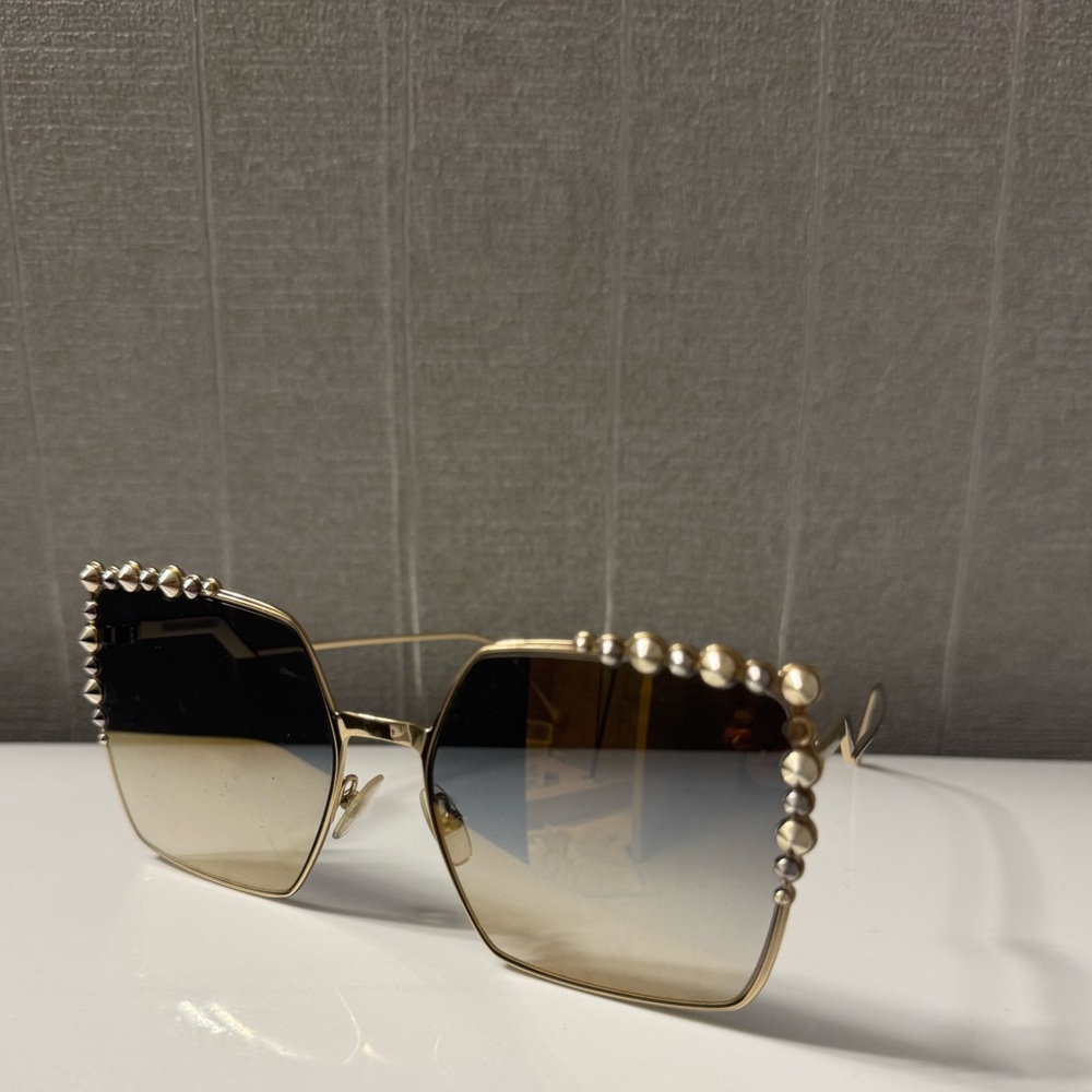 Fendi Gold Pearl-Embellished Sunglasses